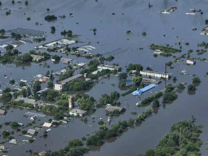 AP Exclusive_ Drone footage of collapsed dam shows ruined structure, devastation and no sign of life.