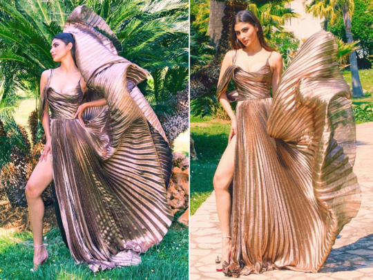 Mouni Roy Fashion: નૂડલ સ્ટ્રેપ્સ મેટાલિક ગાઉનમાં મૌની રોયના સિઝલિંગ પોઝ, કાન ફેસ્ટિવલના UNSEEN ફોટોઝ કર્યા શૅર 