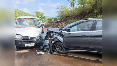 मुंबई-गोवा राष्ट्रीय महामार्गावर भीषण अपघात, गणपतीपुळेकडे जाताना इको अन् नेक्सॉन धडकली; १२ जण जखमी