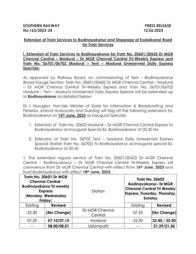 Extension of Train Services