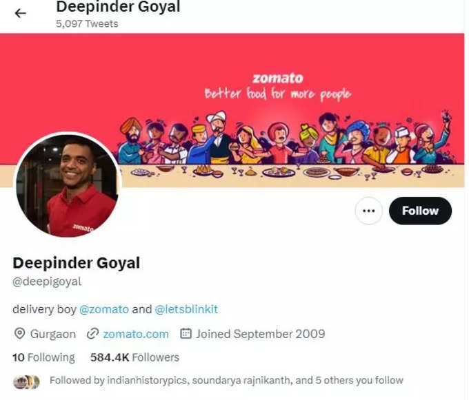 Deepinder Goyal Twitter Account