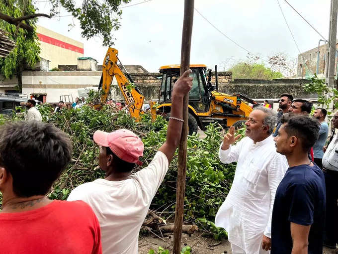 पोरबंदर में गिरे पेड़ 