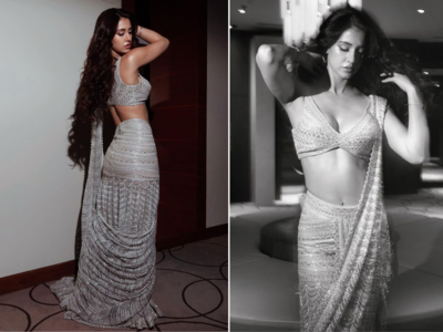 Disha Patani in Saree: બ્રાલેટ બ્લાઉઝ અને સિલ્વર સાડીમાં દિશા પટણીના સિઝલિંગ પોઝ; તસવીરો જોઇ ફેન્સે કહ્યું - Aafat 