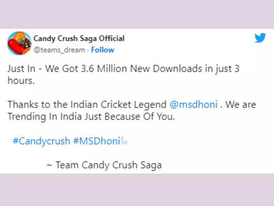 Candy Crush Saga Sees Over 3 Million New Downloads in Just 3 Hours After MS  Dhoni Spotted Playing Online Game on Flight? Here's Fact Check on Viral  Fake Tweet