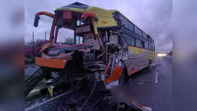 Satara Accident :बुलढाण्यातील घटनेनंतर साताऱ्यात खासगी बसचा अपघात, ट्रॅव्हल्सची कंटेनरला पहाटे धडक अन् अनर्थ...