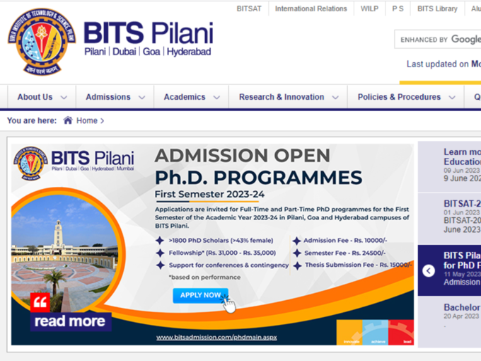 बिर्ला इन्स्टिट्यूट ऑफ टेक्नोलॉजी अँड सायन्स (BITS-Pilanil) बिर्ला इन्स्टिट्यूट ऑफ टेक्नोलॉजी अँड सायन्स (BITS-Pilanil)