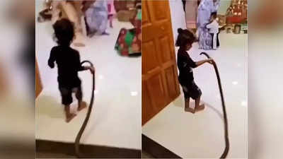 Child Play with Snake Viral: সাপ না খেলনা বোঝার উপায় নেই! ভয়ে সিঁটিয়ে বড়রা, লেজ টেনে ধরে এ কী কাণ্ড শিশুর