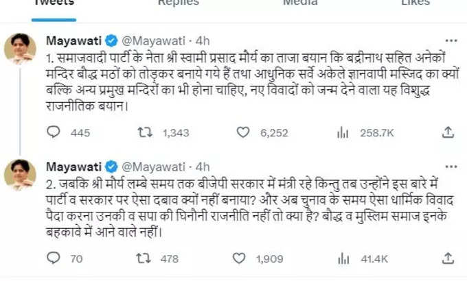 mayawati tweet