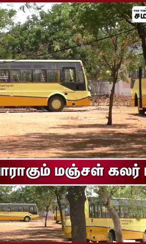 yellow color government buses are getting ready in karur