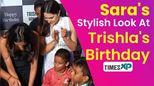 sara looks elegant in white net dress at trishla gowanis birthday party