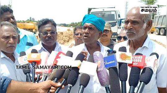 farmers protest by stopping road works in sirkazhi