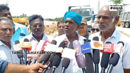 farmers protest by stopping road works in sirkazhi