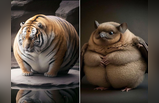 AI Photo: वाघ जर जाड झाला तर तो कसा दिसेल? जंगली प्राण्यांचे वजनदार फोटो पाहून हसू आवरणार नाही