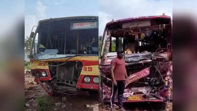 കെഎസ്ആർടിസി ഡ്രൈവർ സ്റ്റിയറിങ്ങിനുളളിൽ, പുറത്തെടുത്തത് വെട്ടിപ്പൊളിച്ച്; അപകടത്തില്‍ 15 പേർക്ക് പരിക്ക്