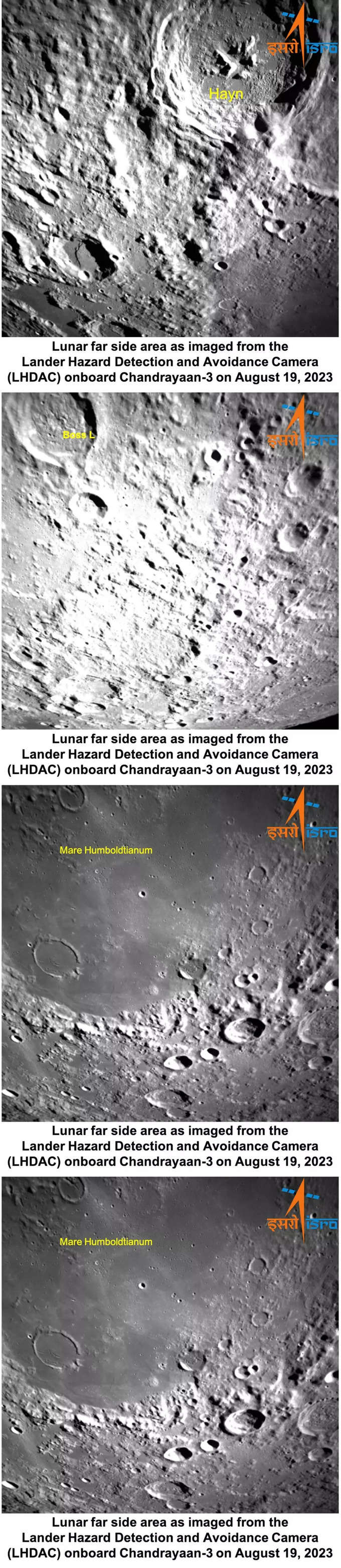 चंद्रयान-3 मिशन: Lander Hazard Detection and Avoidance Camera (LHDAC) ने चांद के दक्षिणी ध्रुव की ये तस्‍वीरें खींची है। यह कैमरा लैंडर मॉड्यूल को लैंडिंग के लिए सेफ जगह‍ तलाशने में मदद कर रहा है। ऐसी जगह ढूंढी जा रही है जो ऊबड-खाबड़ न हो। जहां बोल्‍डर्स या गहरी खाइयां न हों।
