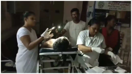 medical staff treats patients under mobile phone torch light in kurupam phc due to power cut