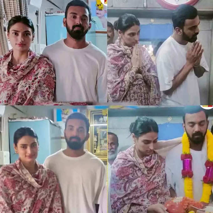 Athiya and KL Rahul offer prayers