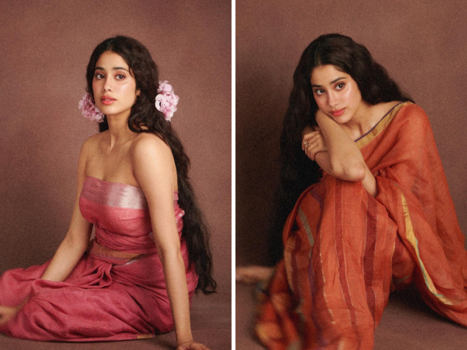 janhvi kapoor saree without blouse (1)