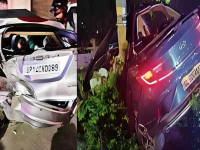 Ghaziabad News: शीशा साफ करने रुके, कार में मारी टक्कर, बिजली के पोल में फंसी