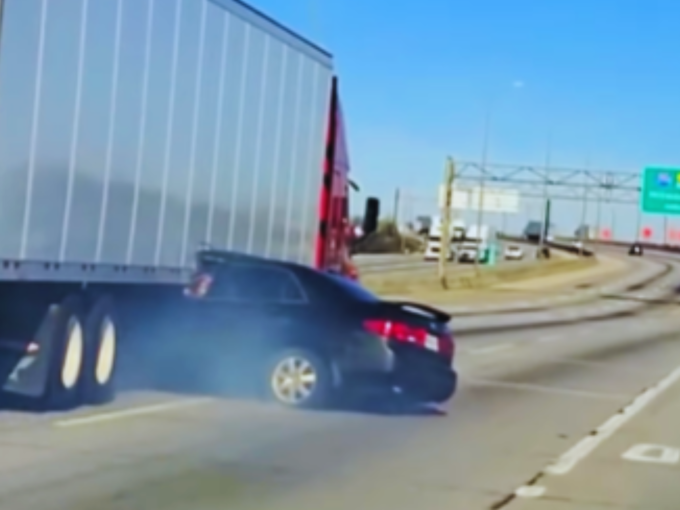 Car Under Truck Viral Video