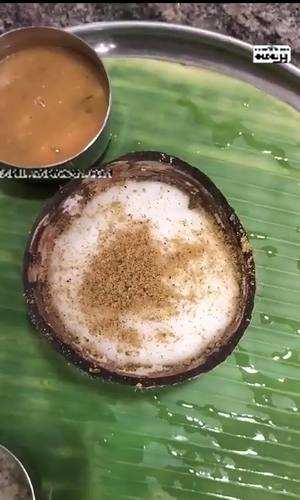 coconut shell idly sale at madurai restaurant