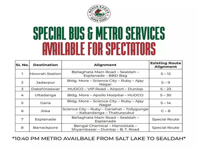 Special Bus Service
