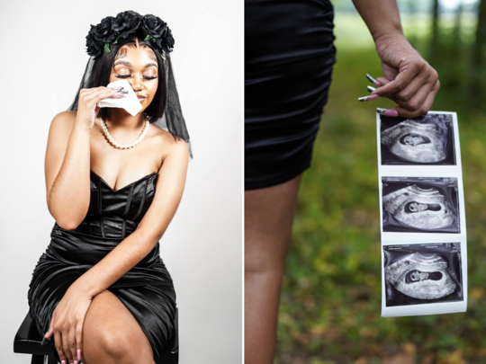 मां बनी तो खुश होने के बजाय महिला ने मनाया मातम, Funeral Theme वाले फोटोशूट की तस्वीरें वायरल 