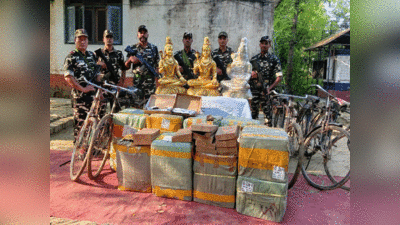 श्रावस्ती न्यूज : भारत-नेपाल बॉर्डर पर मिली भगवान शिव की 3 मूर्तियां और 10 हजार घड़ियां बरामद
