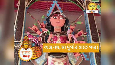Santiniketan Durga Puja : অস্ত্রের বদলে মায়ের হাতে পদ্ম! সোনাঝুরিতে আদিবাসীদের পুজোয় থাকছে আরও চমক