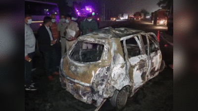 दिल्ली-जयपुर हाइवे पर दर्दनाक हादसा, गुरुग्राम के पास तेल टैंकर की टक्कर के बाद कार में लगी आग, 3 जिंदा जले
