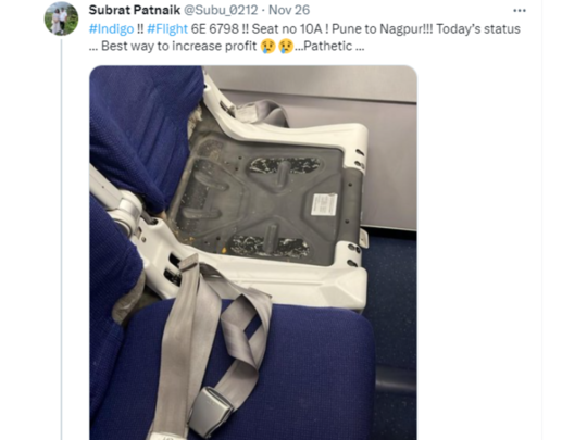 In-Flight Surprise: Passenger shocked as seat cushion goes missing on  Pune-Nagpur IndiGo journey! 