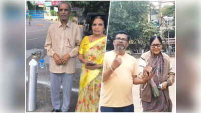 Telangana Polling: ఆక్సిజన్ సిలిండర్‌‌తో ఓటు వేసేందుకు పేషంట్.. ఇది కదా బాధ్యత అంటే..!