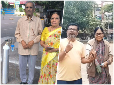 Telangana Polling: ఆక్సిజన్ సిలిండర్‌‌తో ఓటు వేసేందుకు పేషంట్.. ఇది కదా బాధ్యత అంటే..!