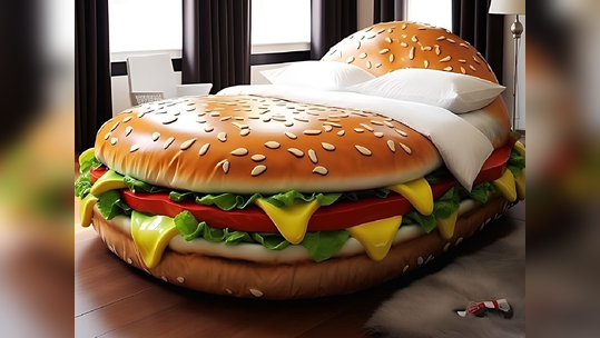 असं फर्निचर तुम्हाला घरात आवडेल का? पिझ्झा बर्गर आणि ऑमलेटपासून तयार केले बेड, पाहून व्हाल चकित 