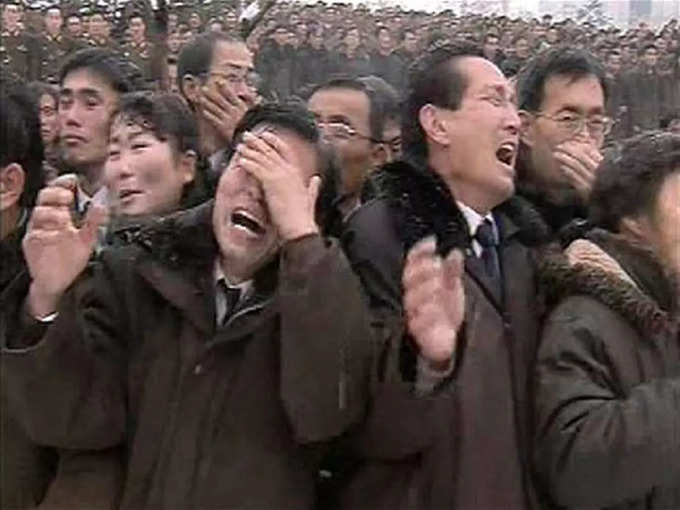 north korea people crying