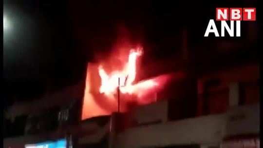 massive fire breaks out in auto parts warehouse in agra watch video