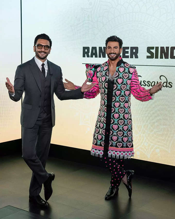 Ranveer Singh poses with his wax statues at Madame Tussauds London