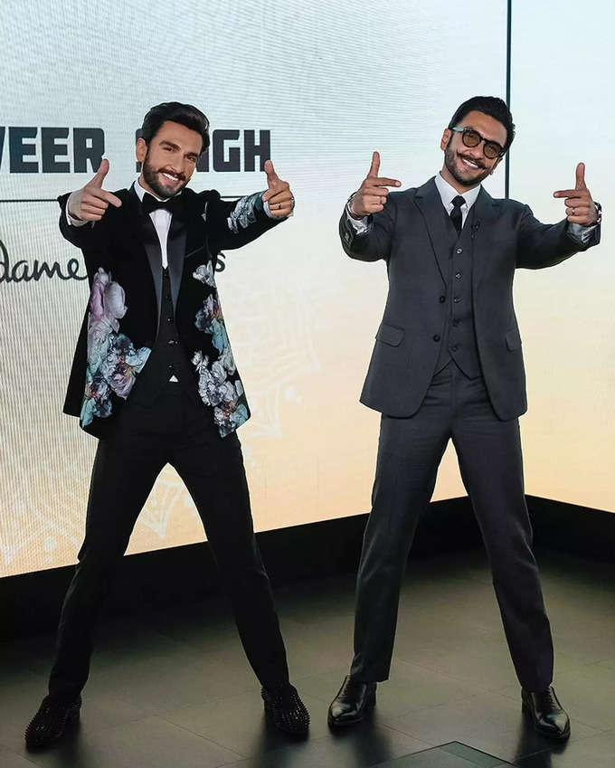 Ranveer Singh poses with his wax statues at Madame Tussauds London