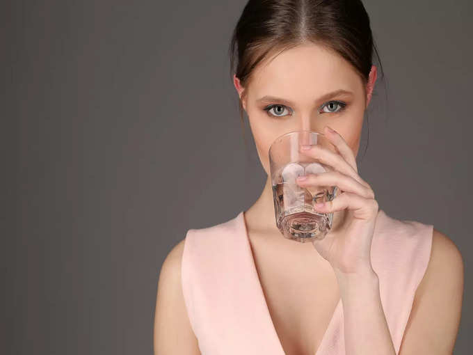 beautiful lady drink water