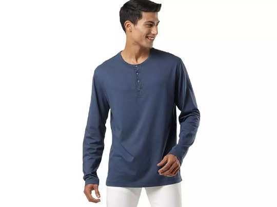 Buy Men's Super Combed Cotton Rich Solid Full Sleeve Henley T