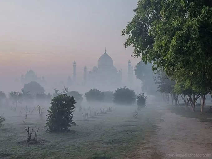 कोहरे में ढक गया ताजमहल