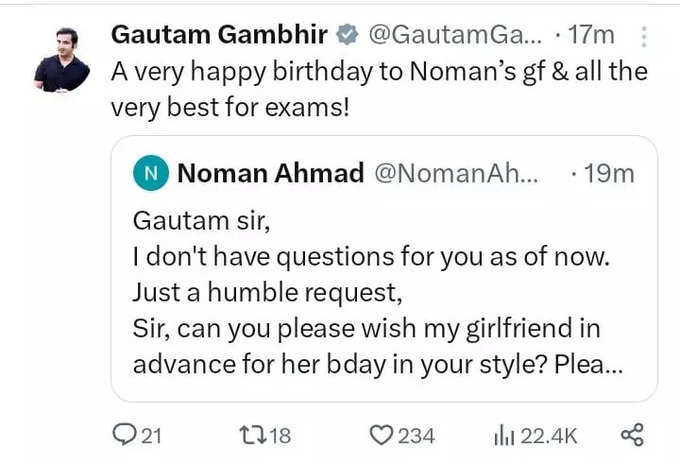 Gautam Gambhir Tweet