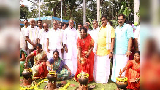 புதுச்சேரி ராஜ் நிவாசில் களைகட்டிய பொங்கல் பண்டிகை கொண்டாட்டம்!