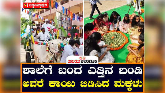 makara sankranthi habba celebration in chikkaballapur school in village style cultural heritage