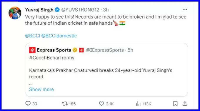 yuvraj singh prakhar chaturvedi tweet