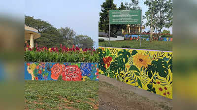 Flower Show in Malampuzha: മലമ്പുഴയിലെ മതിലുകളിലും പൂക്കാലം; ഫ്ലവർ ഷോയ്ക്ക് മുൻപേ മനോഹര ചിത്രങ്ങൾ വരച്ചു വിദ്യാർഥികൾ