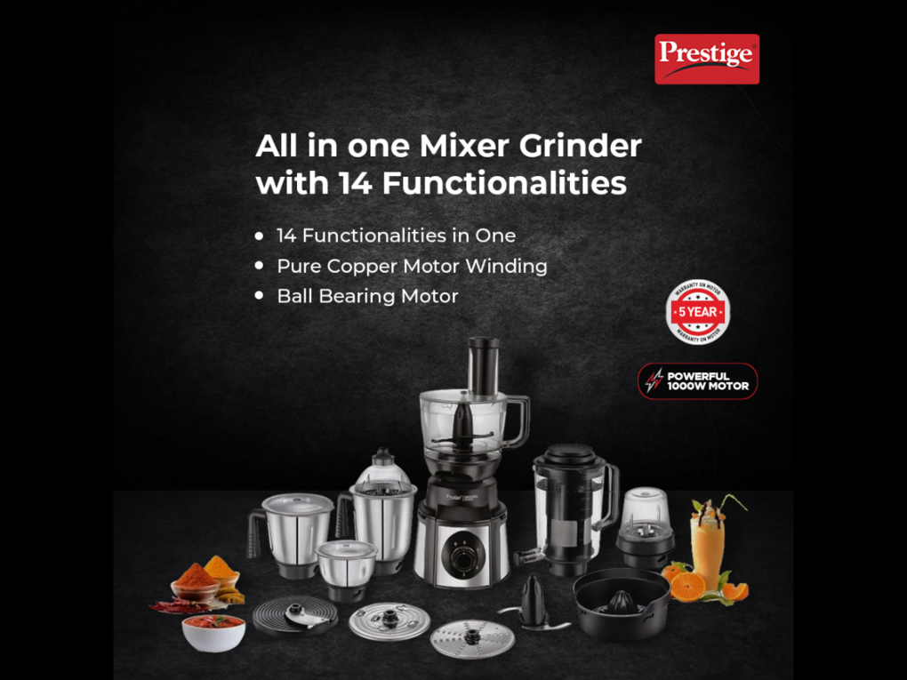 3. Endura Pro Mixer Grinder: 14 functionalities in one