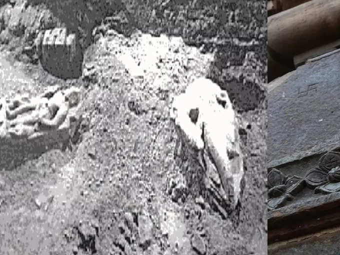 मिट्टी के नीचे हिंदू देवी-देवताओं की मूर्तियां