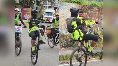 Saneeth Cycle Journey To Kashmir: സനീതിന് ഇത് നിസ്സാരം, മുൻചക്രമില്ലാത്ത സൈക്കിളിൽ വയനാട് ചുരം കയറി; ഈ യാത്ര നേരെ കശ്മീരിലേക്ക്