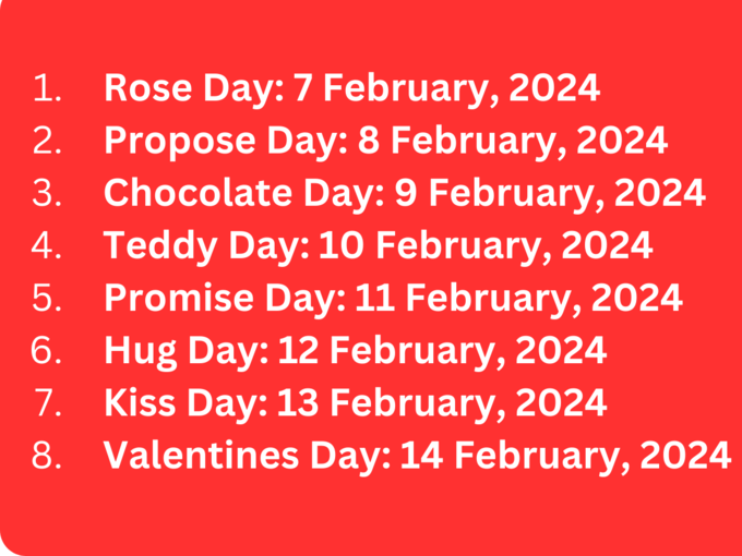 Valentine Day Week List for this Year